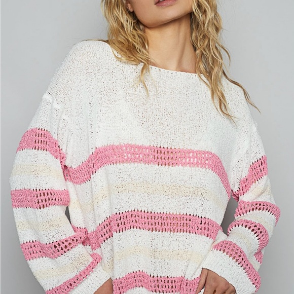 POL Cotton Candy Striped Knit Sweater - Picture 2 of 6